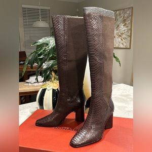 New With Box Donald Pliner Brown Python Knee High Boot, Size 11